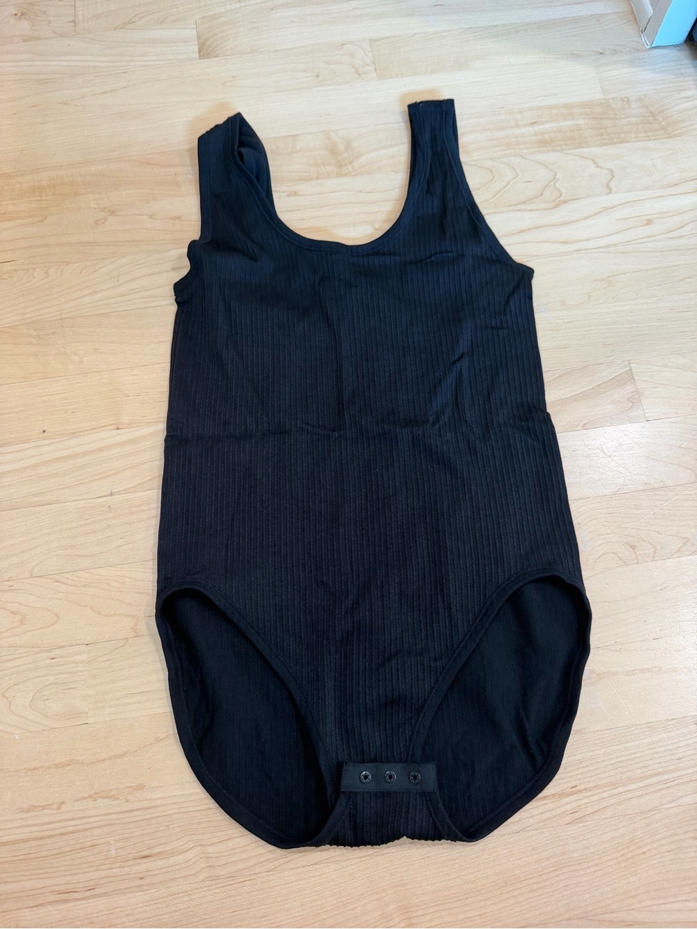LOFT Black Ribbed Scoop-Neck Bodysuit
